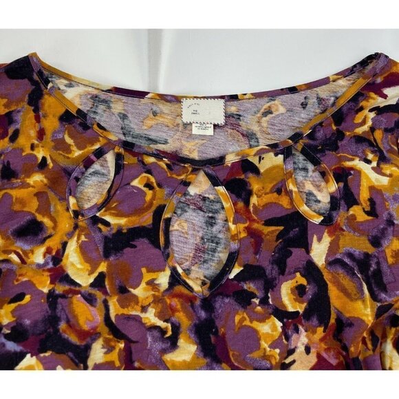 Postmark Anthropologie Sz S Women Floral Print Keyhole Blouse Top T-Shirt Tencel - Picture 8 of 9